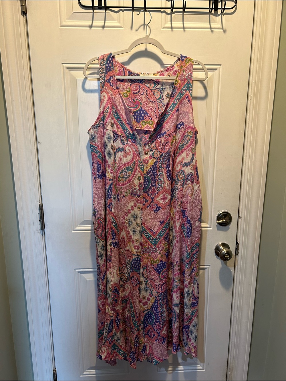 Easel Sleeveless Paisley Jumpsuit in Pink & Blue